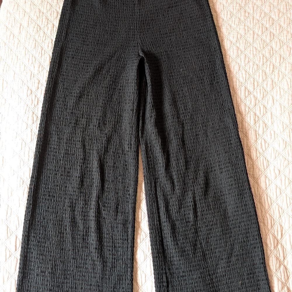 Artizia Wilfred Black Textured Cropped Wide-Leg Pants Sz Medium